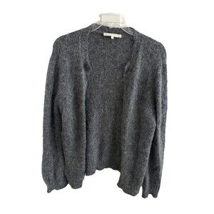 EUC Erica Tanov Gray Alpaca Merino Wool Chunky Knit Sweater Cardigan L $398